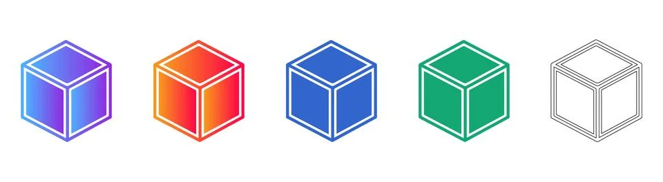 Modern 3D Cube Geometry Icons Stockillustratie
