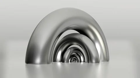 Modern 3D design with metallic half torus. Stock Illustration