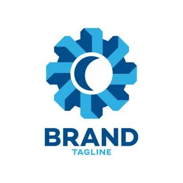 Modern 3D gear logo Stock Illustration