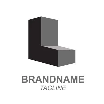 Modern 3D Geometric Logo Design with Monochrome L Shape Stock Illustration