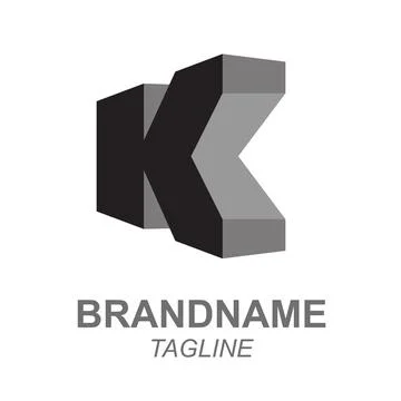 Modern 3D Geometric Logo Design Featuring K Shape in Monochrome Illustrazione stock