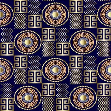 Modern 3d greek seamless pattern. Vector patterned geometric bac Illustrazione stock