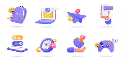 Modern 3d Icons Illustrazione stock