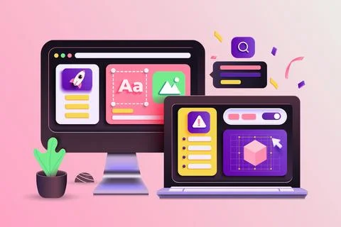 Modern 3d illustration of 3d modeling Stock Illustration