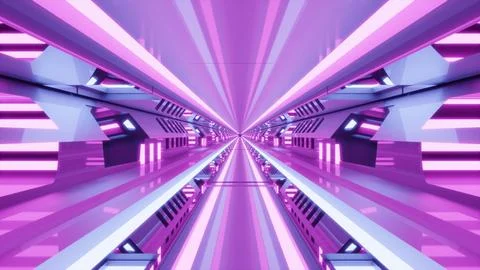 Modern 3D illustration of 4K UHD of space tunnel 库存插图