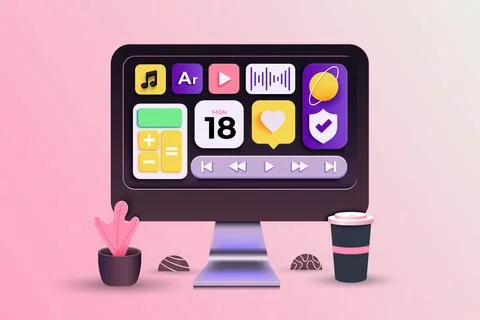 Modern 3d illustration of Creative apps イラスト素材