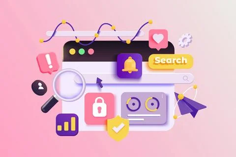 Modern 3d illustration of Seo Stock Illustration