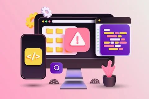 Modern 3d illustration of Web Development Stock Illustration