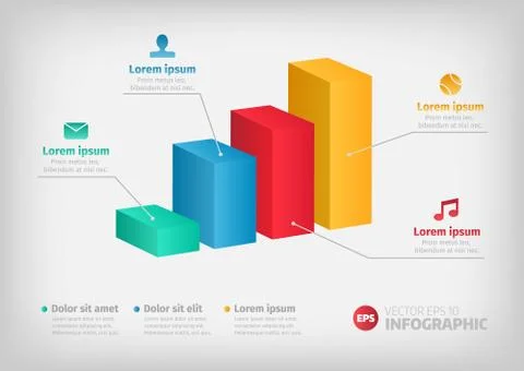 Modern 3d infographics bar chart illustration with icons Stock-Illustration