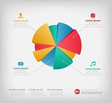 Modern 3d infographics pie chart for web or brochures Stock-Illustration