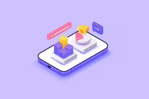 Modern 3d isometric illustration of Data Analysis Stock Illustration