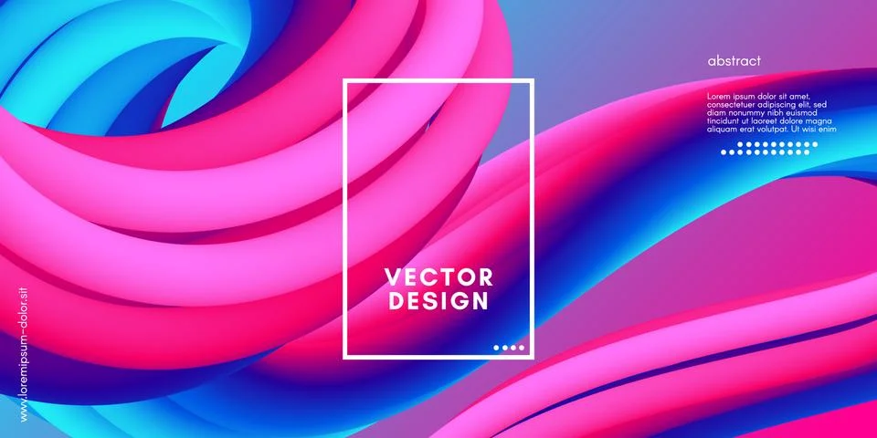 Modern 3d Liquid Shape. Wave Abstract Background. Illustrazione stock
