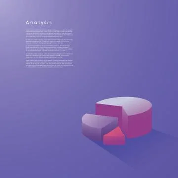 Modern 3d pie chart graph vector element in isometric style with soft color Stock Illustration