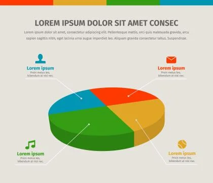 Modern 3d pie graph for web or brochures design Illustrazione stock