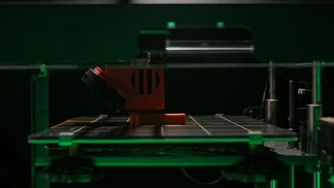 Modern 3d printer computer machine making figure. 3d engineering technology and Stock Photos