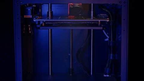 Modern 3d printer computer machine making figure. 3d engineering technology and 스톡 사진