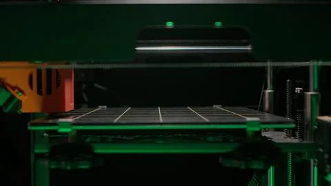 Modern 3d printer computer machine making figure. 3d engineering technology and Stock Photos