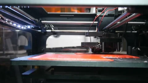 Modern 3d printer creates the first layer 動画素材 89576481