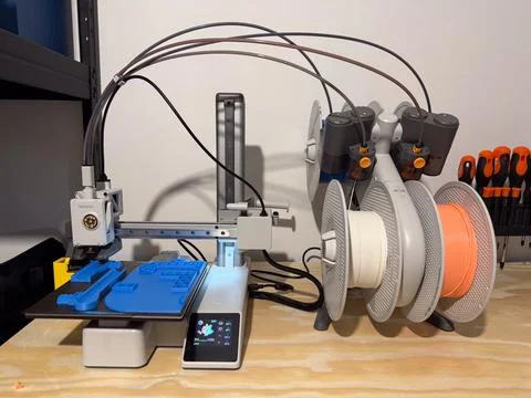 Modern 3d printer creating custom parts with filament, concept of innovation  Stock Photos