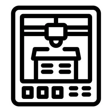Modern 3d printer creating house model icon illustration Illustrazione stock