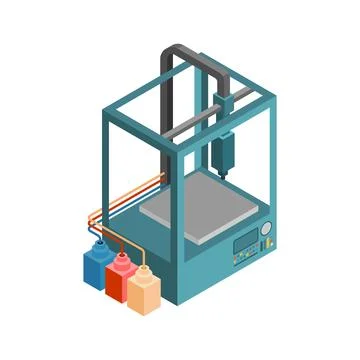 Modern 3D printer creating an object, symbolizing innovation, technology, a.. Stock Illustration