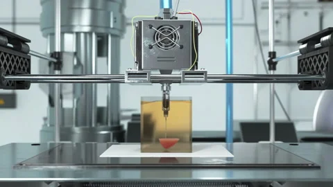 Modern 3d Printer Device Makes Heart Organ With Liquid Material For Medicine Stock Footage