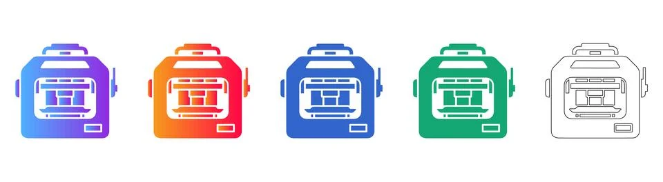 Modern 3D Printer Icon Set for Manufacturing and Innovation Stock Illustration