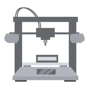 Modern 3d printer isolated on white background Illustrazione stock