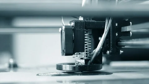 Modern 3D printer printing an object from the hot molten. Stock Footage 95726893