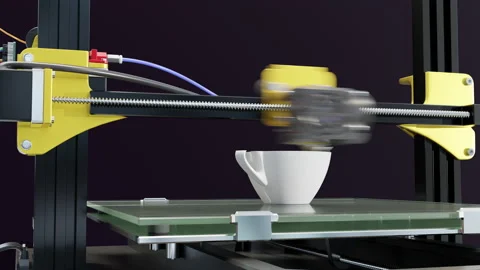 A modern 3D printer prints dishes for food Video stock 204042226