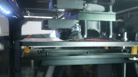 Modern 3D printer prints a plastic part Stock Footage 89145430