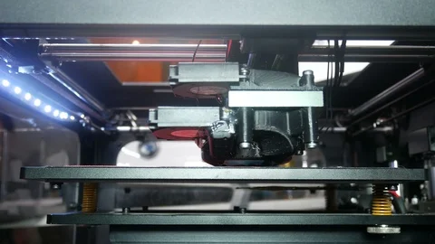 Modern 3D printer prints on plastic production Stock Footage 89145574