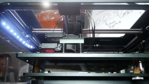 Modern 3d printer prints with plastic Stock-Footage 89145621