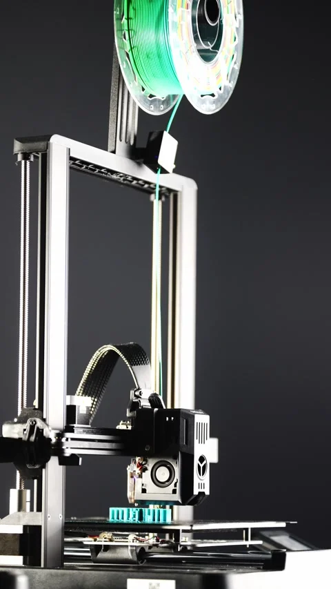 Modern 3D printer producing a detailed plastic model with accurate extrusion Stock Footage 321967398