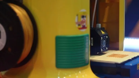 Modern 3d printer works Stock Footage 87135504