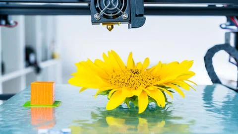 Modern 3D printing. 3d printer mechanism working yelement design of the devic Foto stock