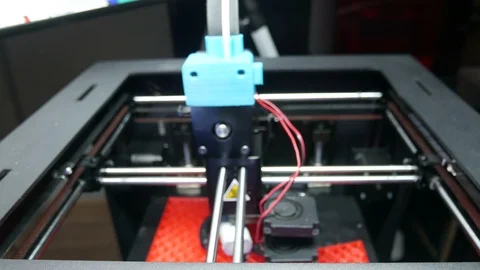 Modern 3D printing of 3D printers in series production Stock Footage 89146443