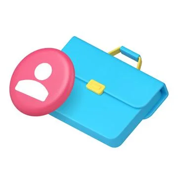 A modern 3D realistic blue suitcase vector with a user profile icon. Includes Stock Illustration