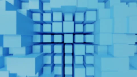 Modern 3d render abstract cubic surface white light meta shapes wooden square Stock Footage 295143931