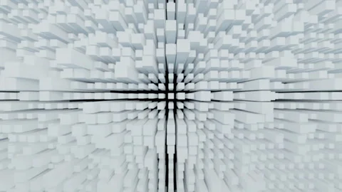 Modern 3d render abstract cubic surface white light meta shapes wooden square Stock Footage 295144081