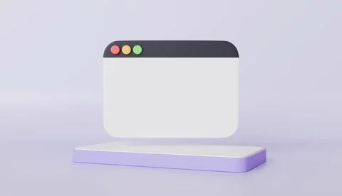 Modern 3D Render of Blank Browser Window on Purple Platform Website Mockup Stock Illustration