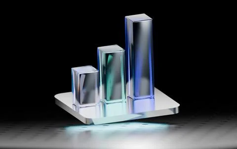 Modern 3D Render of Holographic Crystal Chart Bars Illustrazione stock