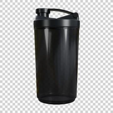 Modern 3D render of a semi-transparent black gym water bottle with realisti.. Stock Illustration