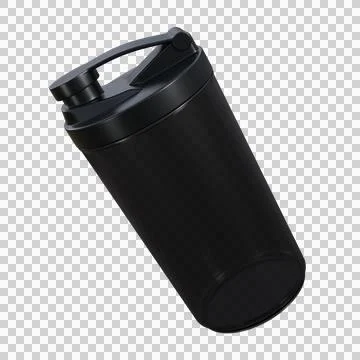 Modern 3D render of a semi-transparent black gym water bottle with realisti.. Stock Illustration