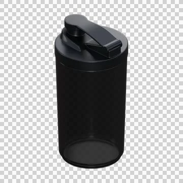 Modern 3D render of a semi-transparent black gym water bottle with realisti.. Stock Illustration