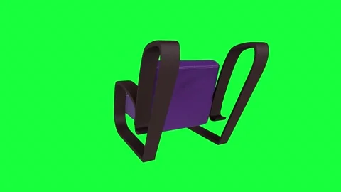 Modern 3D rendering of a purple chair on a green background Stock Footage 285354845