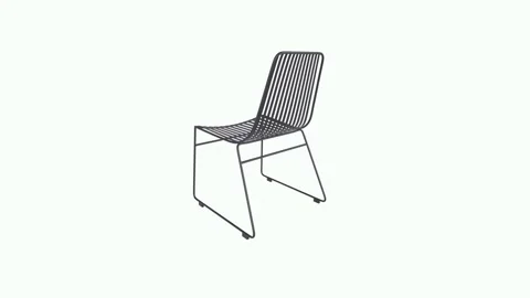 Modern 3D rendering of sleek black wire chair design Stock Footage 303859543