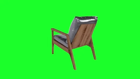 Modern 3D rendering of a stylish silver-accented wooden chair Stock Footage 303594720