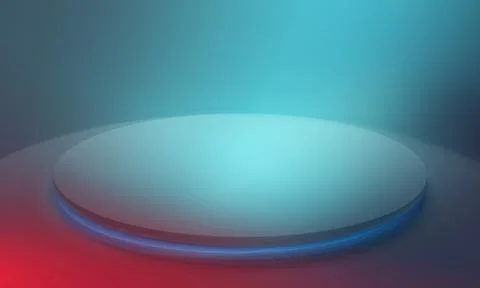 Modern 3d studio space with big round stage at center concept series Stockillustratie