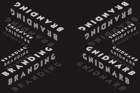 Modern 3D text cube illusion with branding typography background Stockillustratie